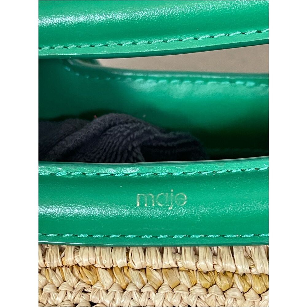 Maje Striped Raffia Basket Bag in the "Casino Green" Summer Stripe Beach Bag - Picture 8 of 13